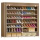 The shoe rack at the door looks good indoors and is simple and multi-layered to prevent dust.