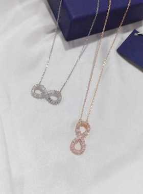 水晶渐变蓝爱心项链锁骨链新款