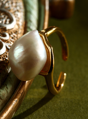 FRENCH【轻度定制】2025年新款欧美天然不规则珍珠轻奢简约戒指