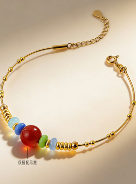 万能细手镯可穿黄金水晶转运珠