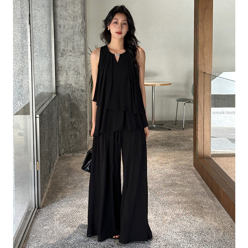 雪纺衫套装女夏季裙裤气质遮肉上衣显瘦雪纺裤女神范阔腿裤两件套,淘宝优惠券,粉丝福利购,淘宝优惠卷