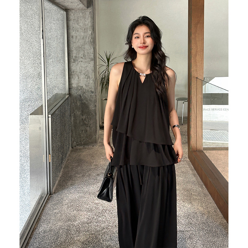 雪纺衫套装女夏季裙裤气质遮肉上衣显瘦雪纺裤女神范阔腿裤两件套,淘宝优惠券,粉丝福利购,淘宝优惠卷