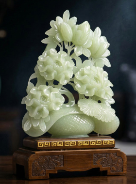 一揽富贵玉石摆件办公室风水装饰