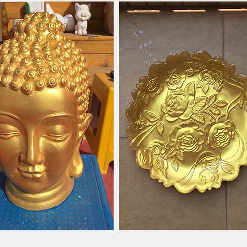 闪光黄金漆金色油漆闪光金箔漆水性金漆24K金粉漆描墓碑油漆 - 图1