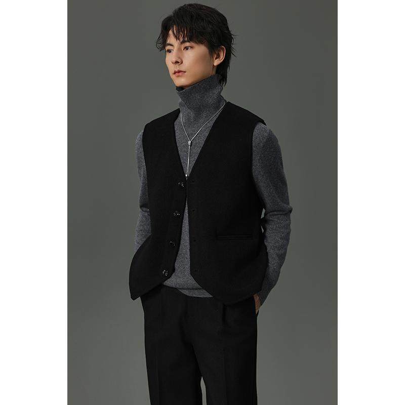 w2x2025冬季新款950g双面绵羊毛加厚无袖马甲外套设计感痞帅背心,淘宝优惠券,粉丝福利购,淘宝优惠卷