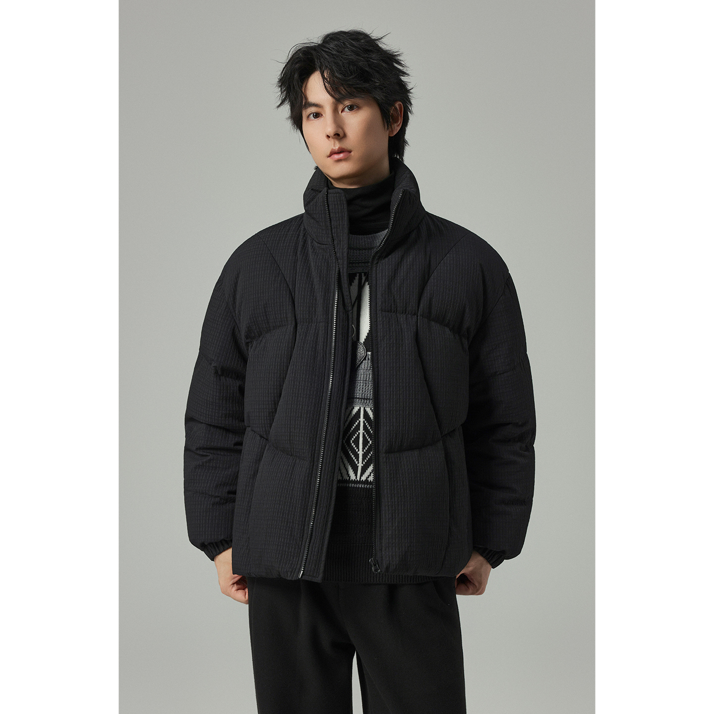 w2x超保暖90鸭绒羽绒服冬季轻薄短款新款加厚面包服外套男装宽松 - 图3