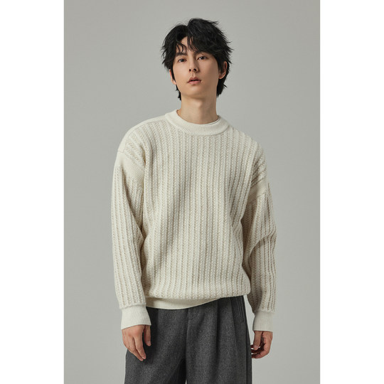 W2x fashion striped sweater woolen men's autumn and winter sweater new men's loose men's top inner wear