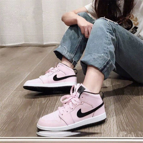 Air Jordan 1 GS 樱花粉男女中帮耐磨复古休闲篮球鞋 555112-601 - 图3