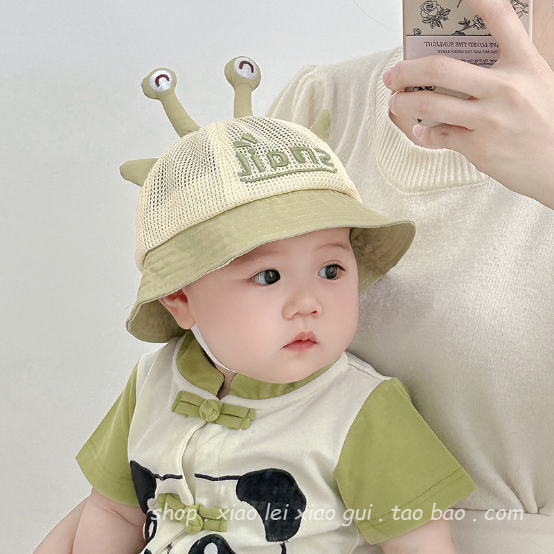 婴儿帽子夏季防晒帽薄款宝宝遮阳帽可爱搞怪网眼透气男女童渔夫帽