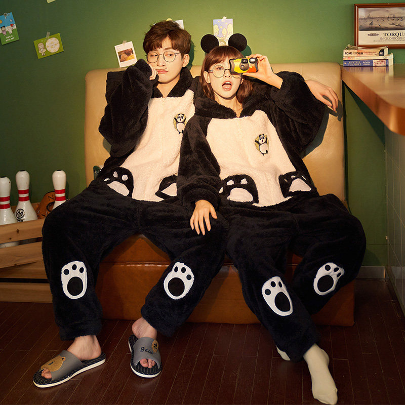珊瑚绒情侣连体秋冬季款男士睡衣 安绵睡衣/家居服套装