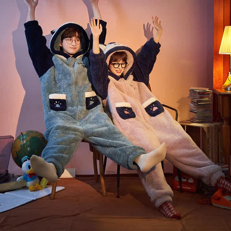 秋冬季连体卡通学生法兰绒冬天睡衣 安绵睡衣/家居服套装