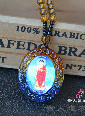 彩色琉璃吊坠项链如意男女平安吉祥挂件随身长款毛衣链