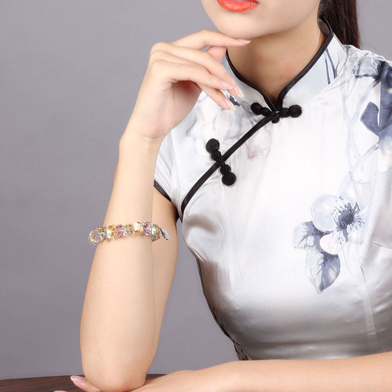 jolee彩色宝石天然水晶简约手镯 jolee手链