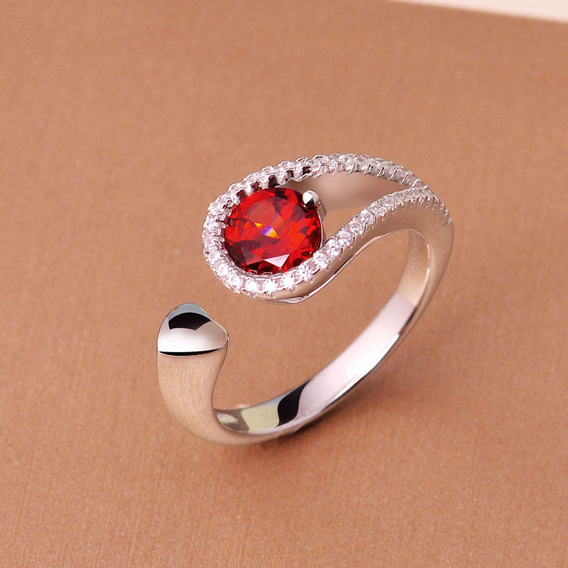 石榴石s925银彩色宝石韩版闺蜜指环 jolee戒指/指环