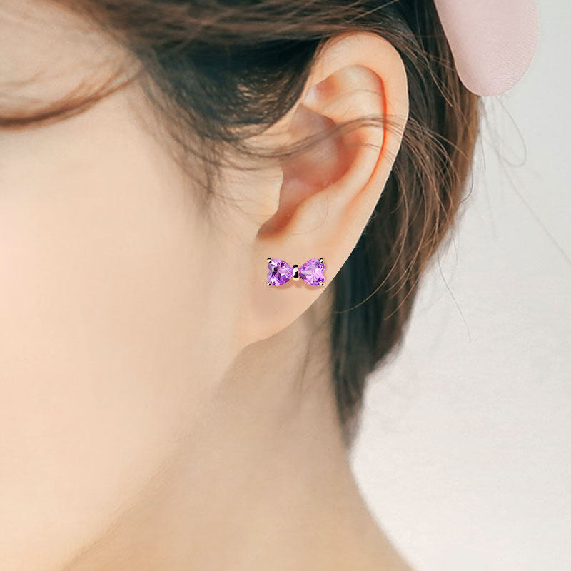 18k金女天然紫水晶耳饰简约耳钉 jolee耳钉
