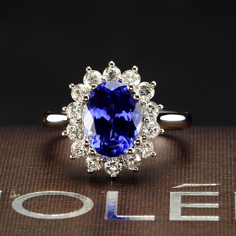 jolee女18k金坦桑石彩色简约指环 jolee戒指/指环