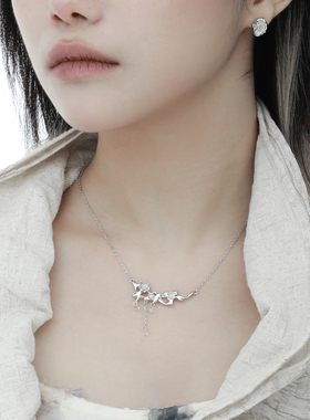 小众个性ins冷淡风高级感极简气质液态膨胀水滴S925纯银项链