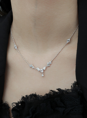 小众个性ins冷淡风高级感极简气质金属锆石S925纯银项链女