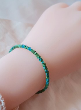天然原矿绿松石水晶手链女小众设计