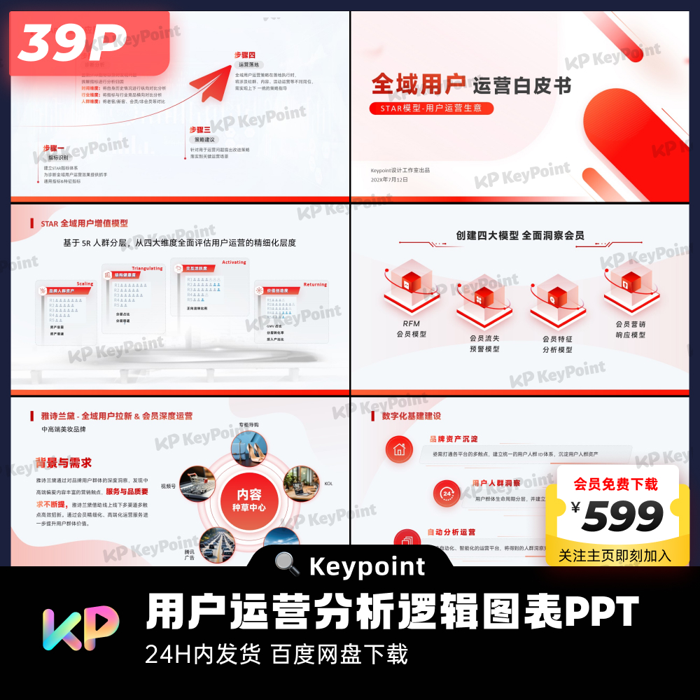 39页互联网用户运营分析逻辑图表PPT模板大师ppt设计keypoint - 图0