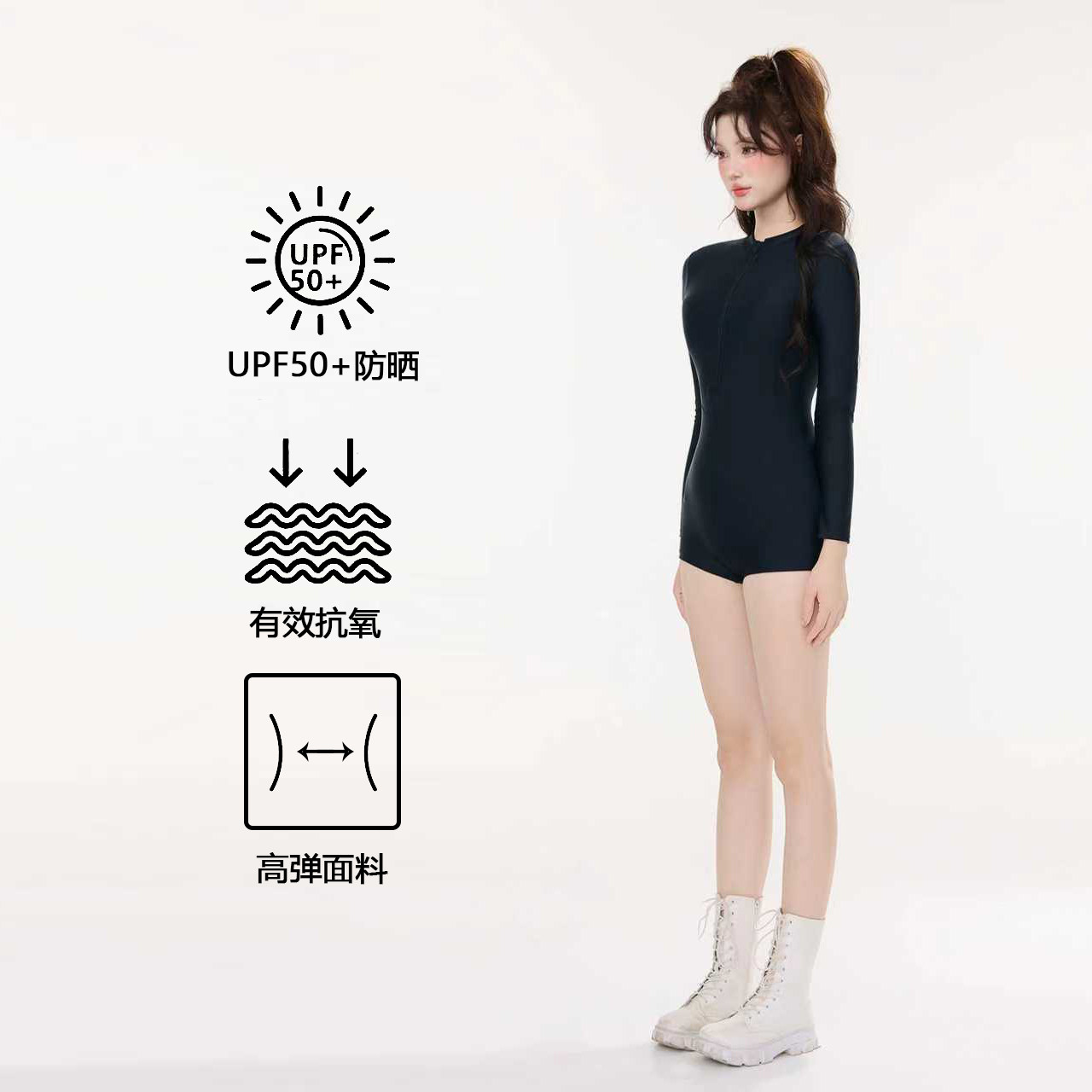 泳衣女款2025年新款连体长袖防晒专业竞速泳装微胖遮肉保守温泉女,淘宝优惠券,粉丝福利购,淘宝优惠卷