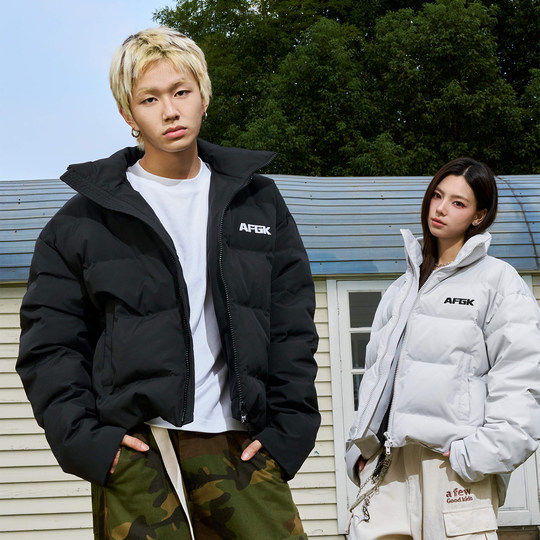 AFGK American basic contrasting color stand collar short down jacket