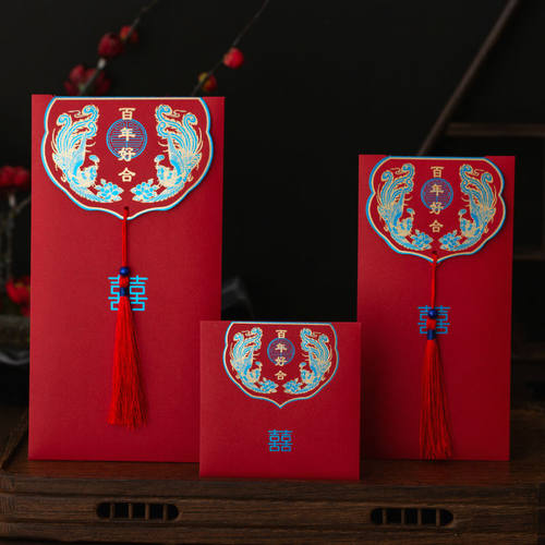 红包结婚中式烫金万元塞门小号红包高档创意结婚婚礼娶亲利是封 - 图1