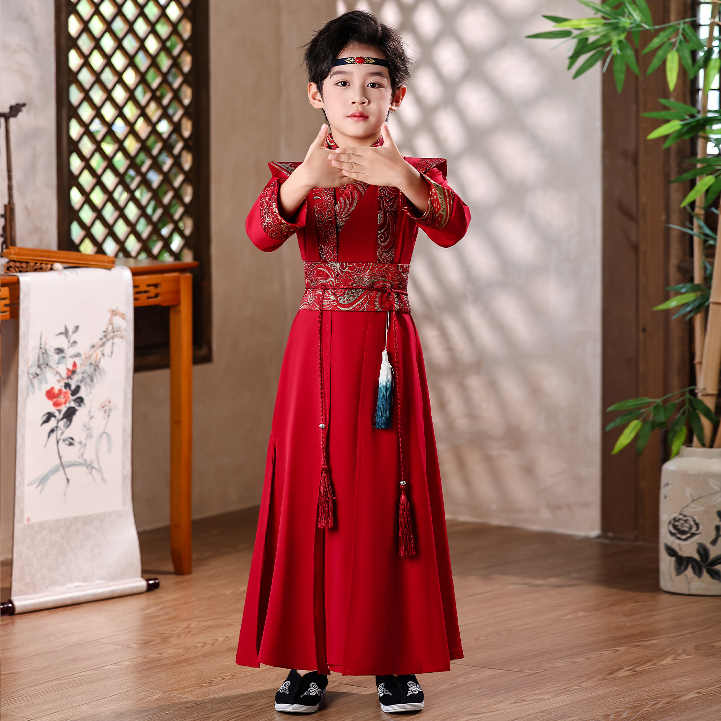 汉服男童春夏款2026新款武侠风唐装中国风儿童少爷古装六一演出服