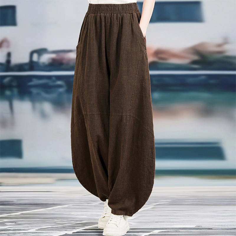苎麻复古阔腿萝卜裤宽松长裤女灯笼裤2026春秋棉麻打坐禅修太极裤,淘宝优惠券,粉丝福利购,淘宝优惠卷