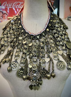 现货阿富汗老银波西米亚复古饰品民族风长流苏异域部落风夸张项链