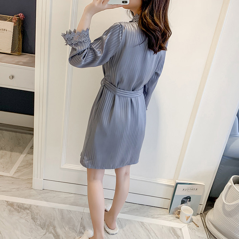 春秋性感吊带四件套丝绸长袖睡裙 lingsang睡衣/家居服套装