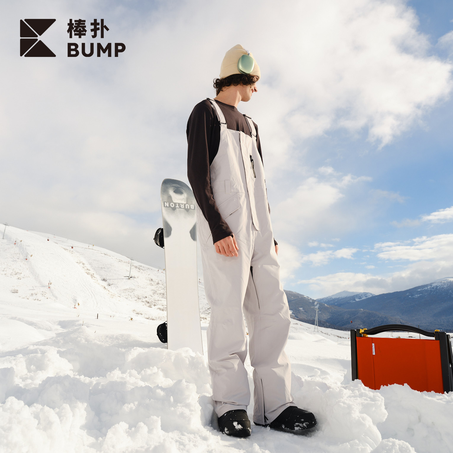BUMP新款滑雪背带裤男女款户外防水防寒透气15K单双板保暖滑雪裤-图1