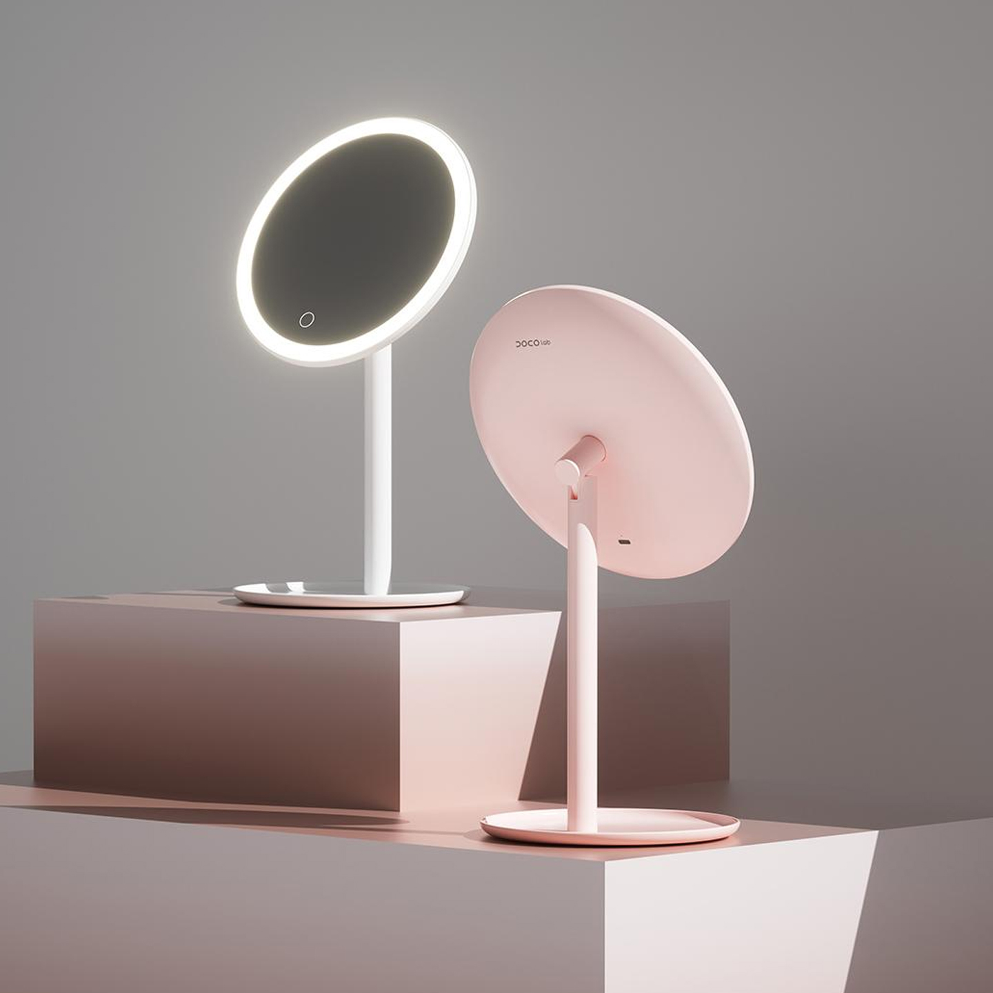 DOCO化妆镜台式LED带灯学生宿舍补光美妆镜桌面梳妆镜随身小镜子 - 图0