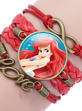 欧美动画周边可爱美人鱼爱丽儿手工编织宝石手链