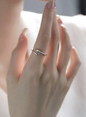 s925纯银海豚戒指女韩版小众简约海洋小鱼光面开口指环送闺蜜礼物