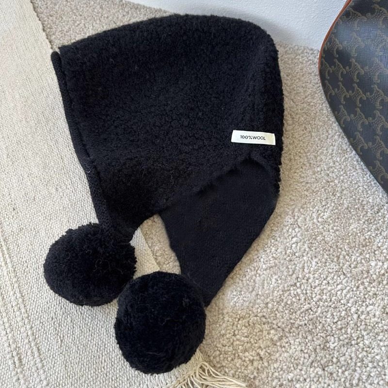 秋冬羊毛混纺毛球巴拉克法帽女显脸小保暖针织帽防风出游逛街毛线,淘宝优惠券,粉丝福利购,淘宝优惠卷