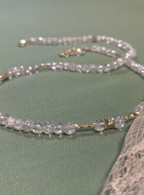 炫彩喜马拉雅爆花水晶包金项链女