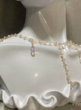 原创设计水晶包金项链锁骨链女