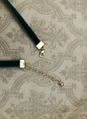 原创设计复古丝绒古董琉璃项链女