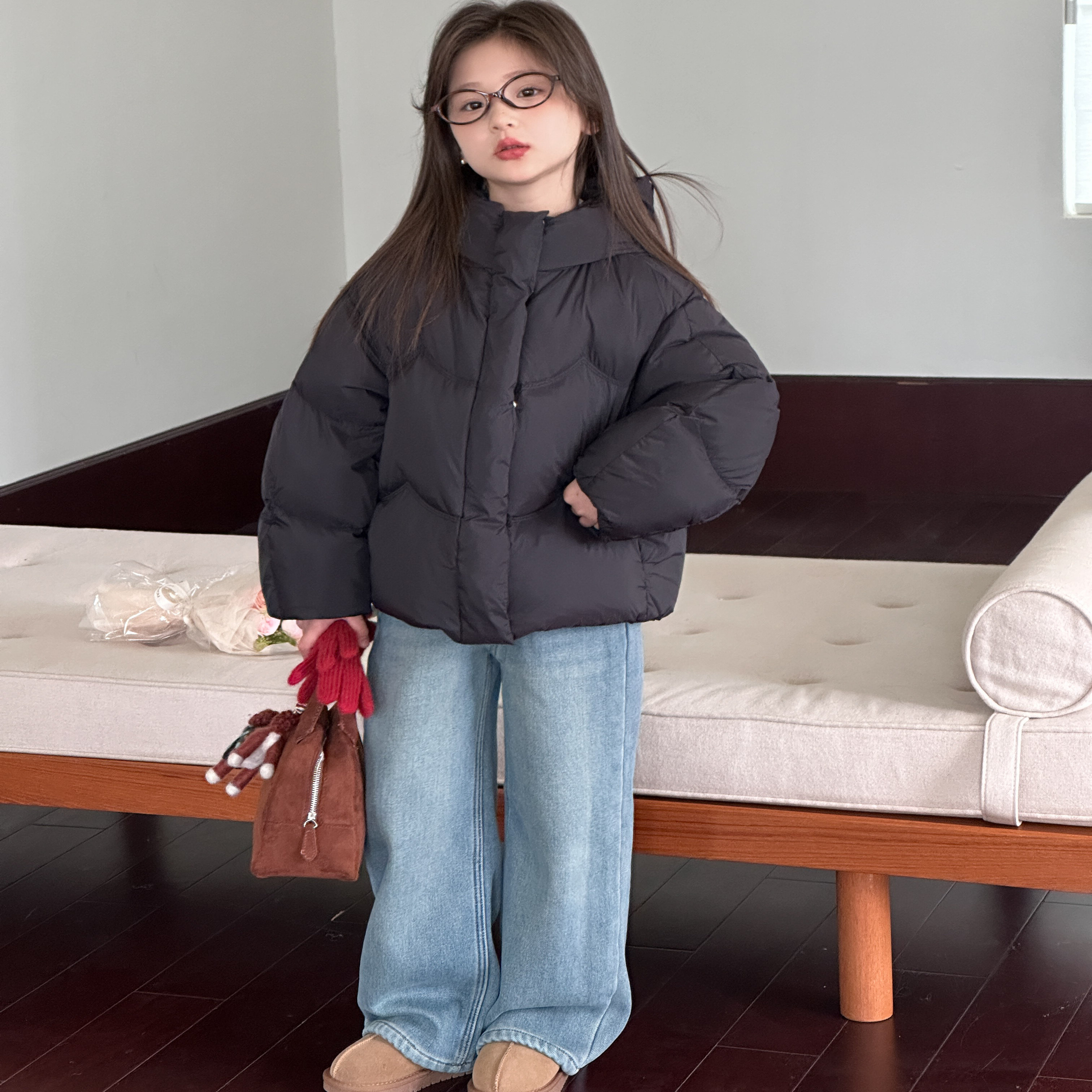 女童加绒牛仔裤2025冬装新款儿童韩系加厚直筒裤中大童一体绒裤子,淘宝优惠券,粉丝福利购,淘宝优惠卷