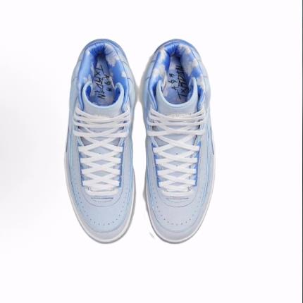 J. Balvin x Jordan Air Jordan2 高帮 复古篮球鞋 男女同款 蓝色 - 图2