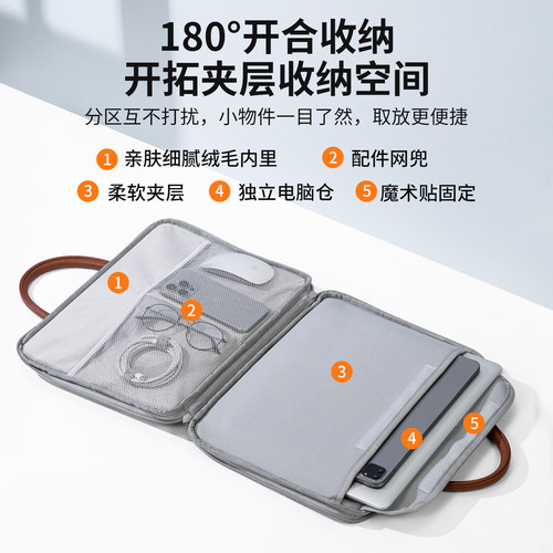 电脑包14寸适用华为笔记本matebook手提d16男matebookd女gt15.6联想小新thinkpad13苹果MacBook内胆包pro轻便 - 图0