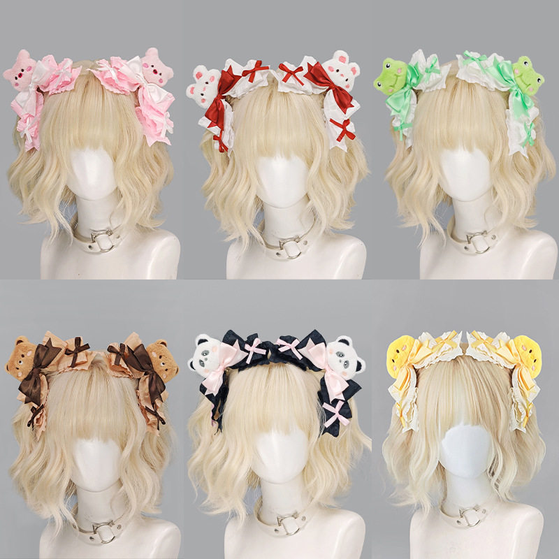 lolita可爱动物对夹二次元日系软妹LO娘头饰手作华丽蝴蝶结发夹,淘宝优惠券,粉丝福利购,淘宝优惠卷
