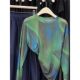 Plus size ຂອງແມ່ຍິງ retro ສີກົງກັນຂ້າມ blooming ບາງຕາຫນ່າງເສື້ອທີເຊີດແຂນຍາວດູໃບໄມ້ລົ່ນດູໃບໄມ້ລົ່ນໃຫມ່ໄຂມັນ mm bottoming ເທິງ