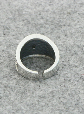 嘻哈宽面925纯银朋克十字架戒指 开口男潮复古个性泰银戒指女食指