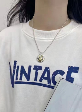 纯银精工打造圆牌嘻哈风毛衣链