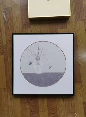 新中式挂画禅意客厅书房玄关装饰画现代简约外方内圆壁画定制