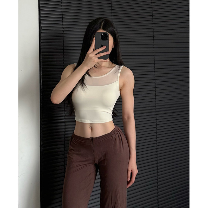 一体杯-网纱美背瑜伽背心带胸垫运动普拉提镂空外穿健身无袖上衣,淘宝优惠券,粉丝福利购,淘宝优惠卷