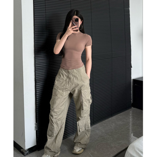 【chao轻薄】卡戴珊t恤紧身短袖简约速干上衣瑜伽服显身材打底T - 图2