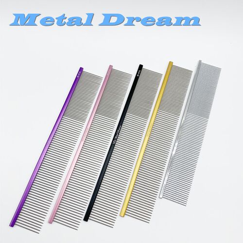 台湾MetalDream铝柄排梳宠物挑毛梳直排梳泰迪金毛排梳超轻美容梳 - 图0